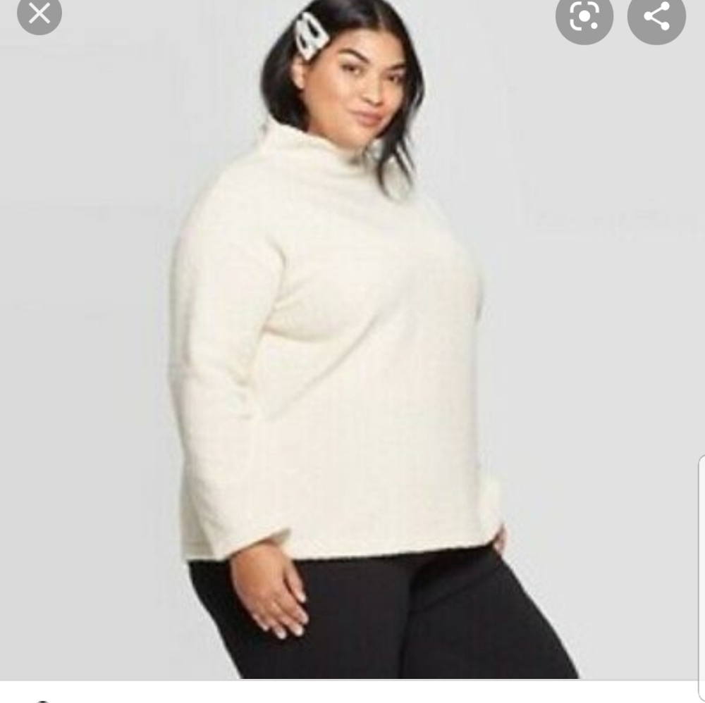 Ava & Viv Turtle Neck Sherpa Sweater Size 2X